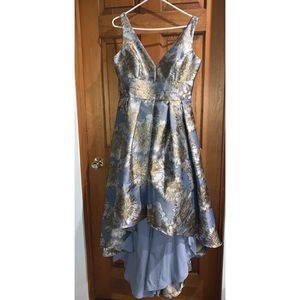 Gold and Blue High-Low Dress